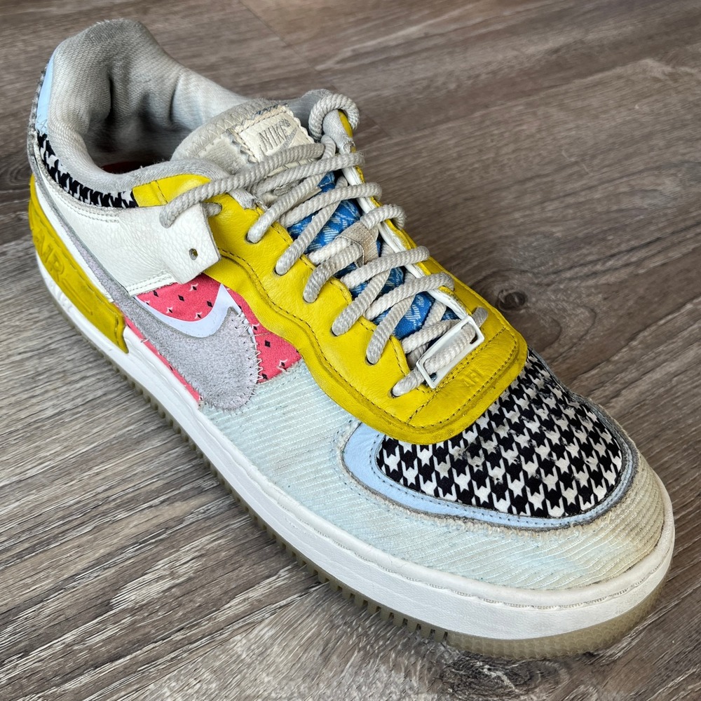 Nike Air Force 1 Low Shadow Patchwork Multi Houndstooth Wom 11.5 M 10 UK 9 EU 44